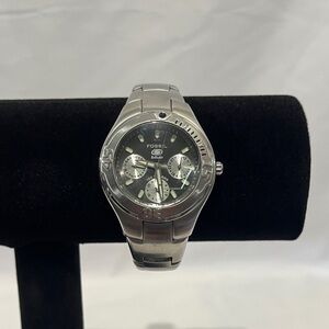 Fossil Black and Silver Chronograph Watch